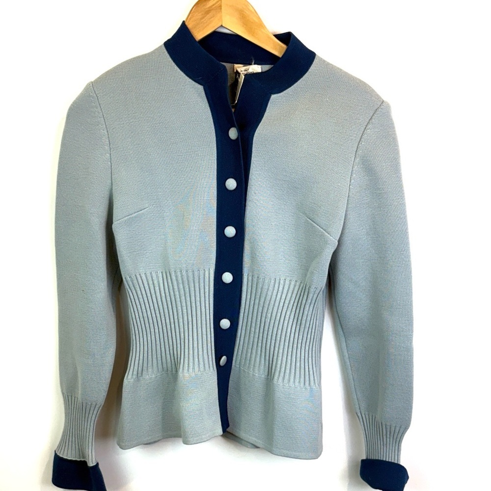 Vintage Maglieria di Lusso 100% wool Women's Gray / Blue Sweater size 12